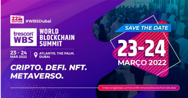 Imagem do banner do evento de criptomoedas que ocorrerá em dubai