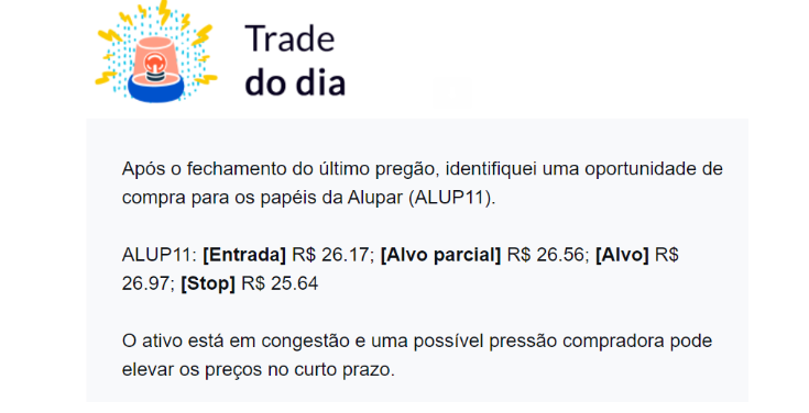 Tabela com informações sobre a compra das ações da Alupar