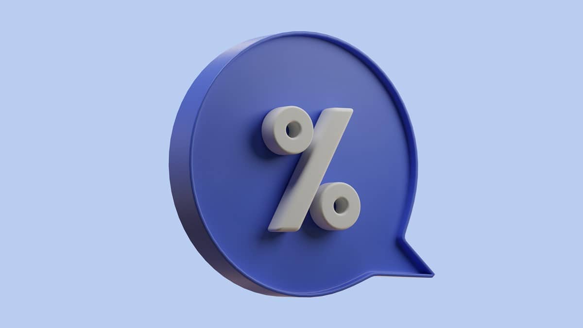 Imagem representando a corretagem, mostrando o símbolo de percentual.