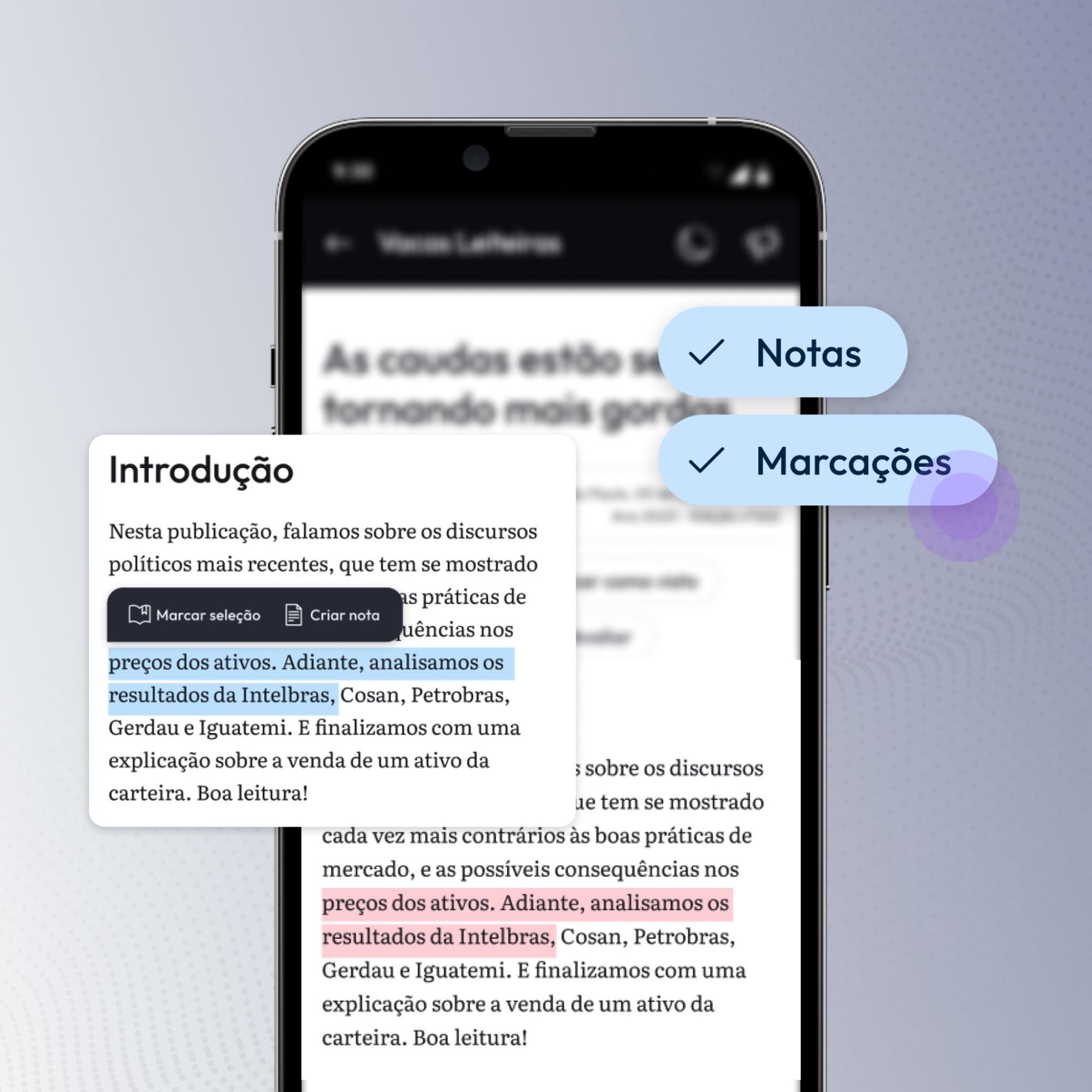 Notas e marcações no app Empiricus